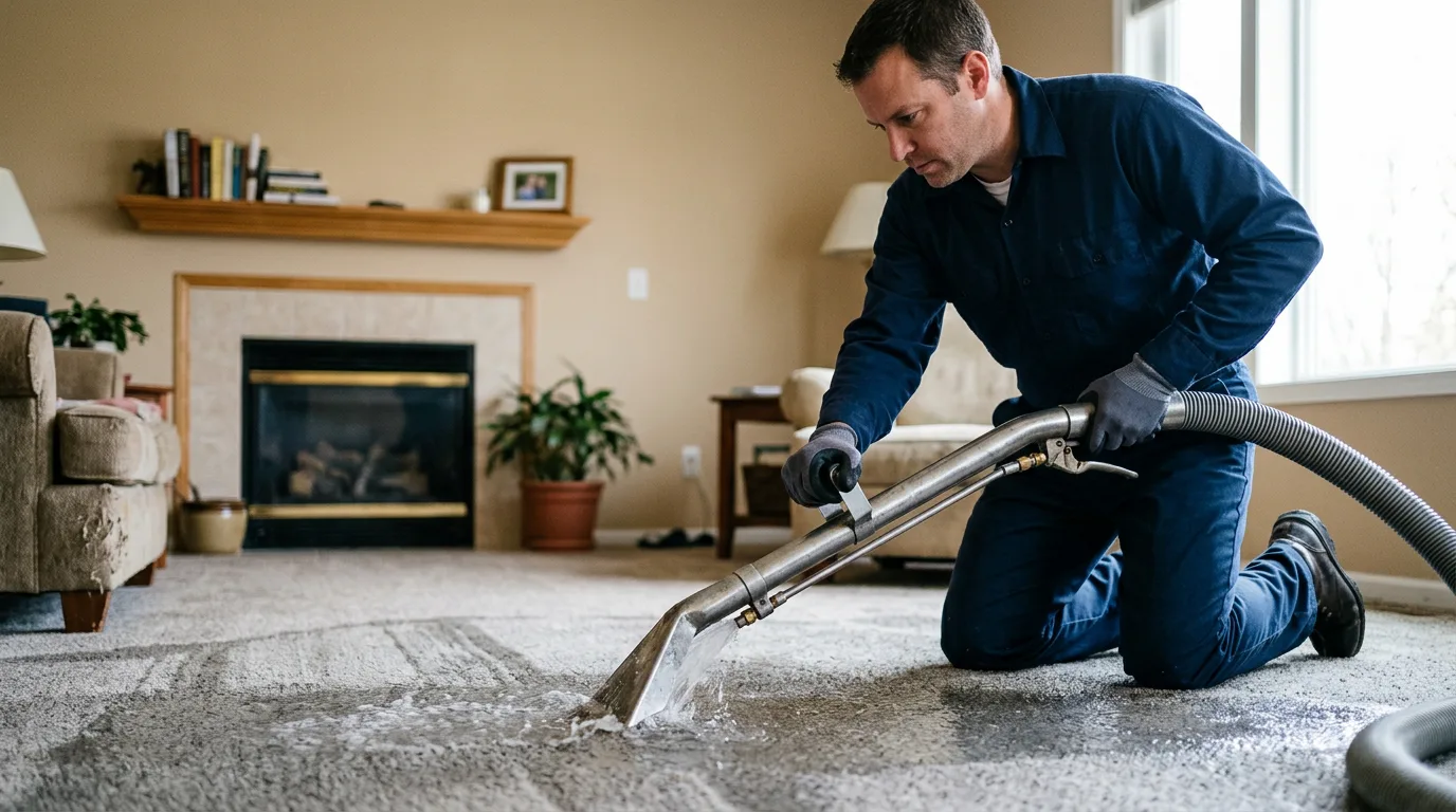 Water damage restoration technician working near Renick, WV